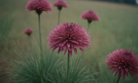 pink dahlia flowers in the meadow, soft focusの素材