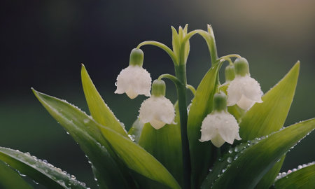 Lily of the valley flower, Convallaria majalis.の素材