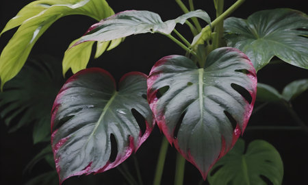 Monstera deliciosa, also known as devil's ivy, devil's ivy or devil's ivy.の素材