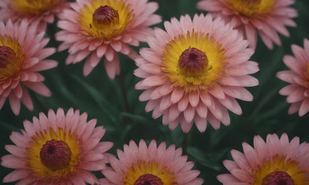 Colorful aster flowers in the garden, vintage style, soft focusの素材