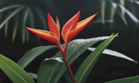 Bird of paradise flower (Heliconia) in the garden.の素材