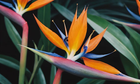 Bird of paradise flower, Strelitzia reginae.の素材