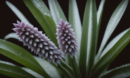 purple flower in a pot on a dark background, close upの素材