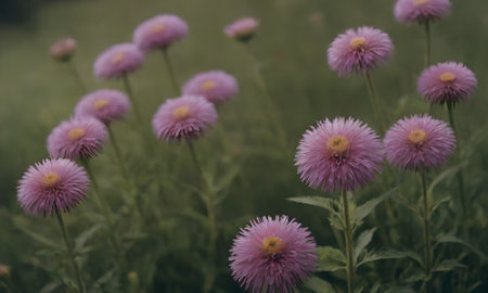 Beautiful pink flowers in the meadow. Selective focus.の素材
