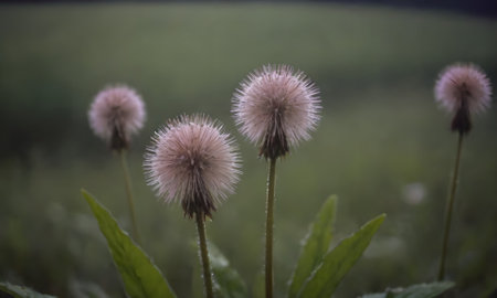 Close up of dandelions in the meadow, selective focusの素材