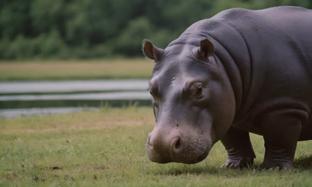 Hippopotamus (Hippopotamus amphibius) in the wildの素材