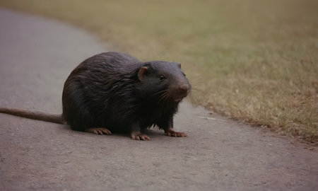 Capybara (Myocastor coypus) on the roadの素材