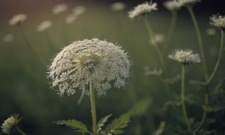 white flower in the meadow. soft focus. vintage tone.の写真素材
