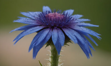 Blue cornflower, Centaurea cyanus, close upの写真素材