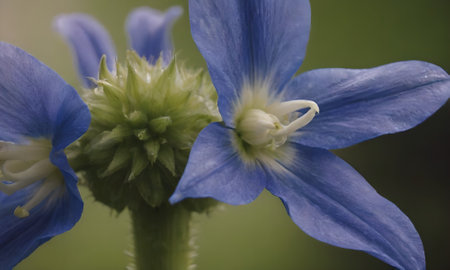 Close up of a blue flower with a blurred background. Shallow DOF.の写真素材