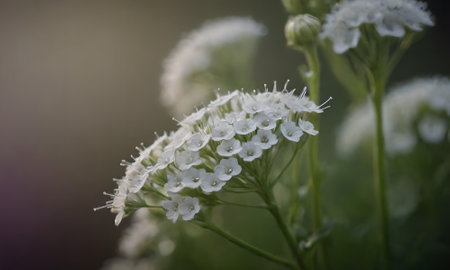 White flowers in the garden. Selective focus. Shallow depth of fieldの写真素材