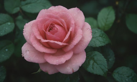 Beautiful pink rose in the garden. Vintage style toned pictureの写真素材