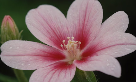 Pink hibiscus flower with raindrops on the petalsの写真素材