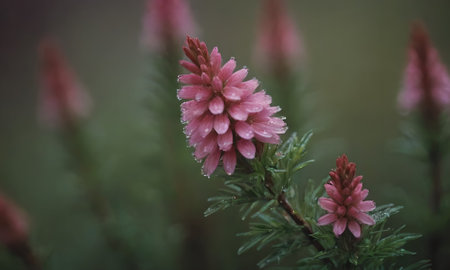 Beautiful pink flowers of heather (Calluna vulgaris)の写真素材