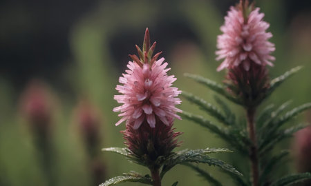 Pink flowers in the garden. Selective focus and shallow depth of field.の写真素材