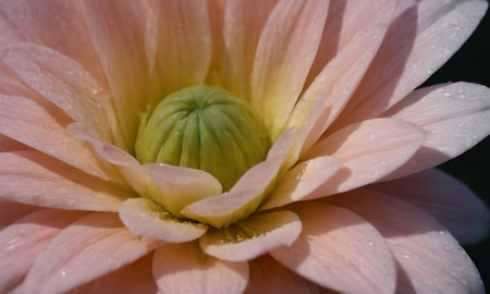 Close up of pink dahlia flower with water droplets.の写真素材
