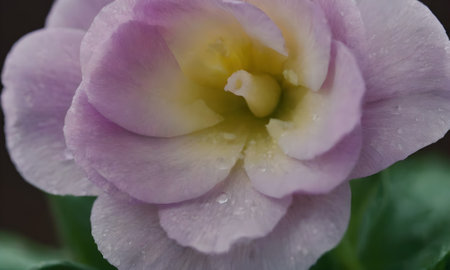 Close up of a purple flower with water droplets on petalsの写真素材