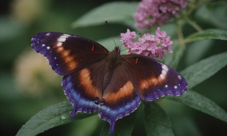 Butterfly on a purple flower. Butterfly in the garden.の写真素材