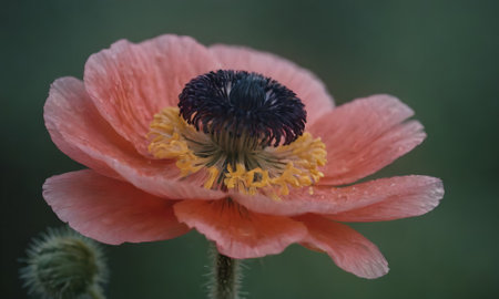 poppy flower in the garden, close up of red poppy flowerの写真素材