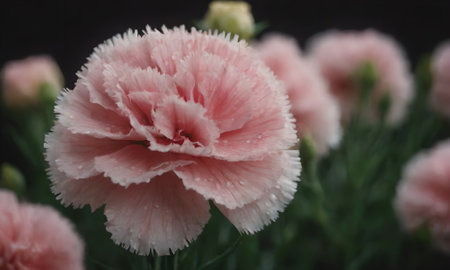 Carnation flower in the garden, soft focus, vintage toneの写真素材