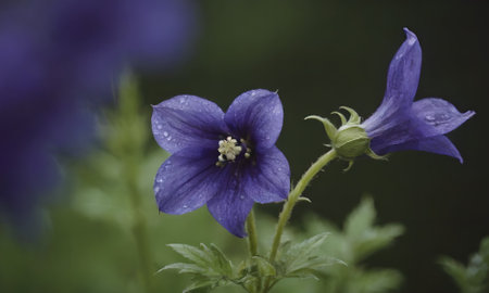 Flowering bellflower (Campanula grandiflora)の写真素材