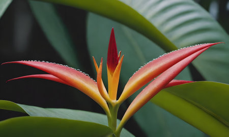 Heliconia reginae is a tropical plant in the family Strelitzia.の写真素材