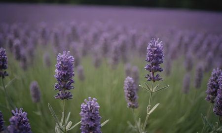 Lavender flowers in a lavender field in Provence, Franceの写真素材