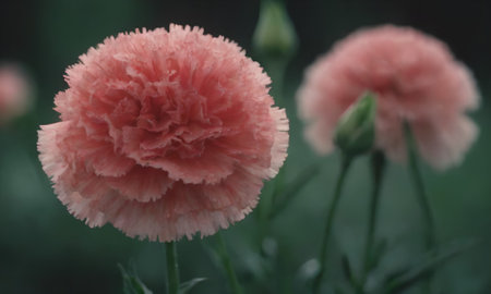 pink carnation flower in the garden, soft focus and blurの写真素材
