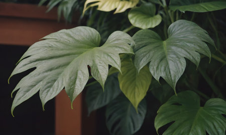 Green leaves of Monstera, also known as Philodendronの写真素材