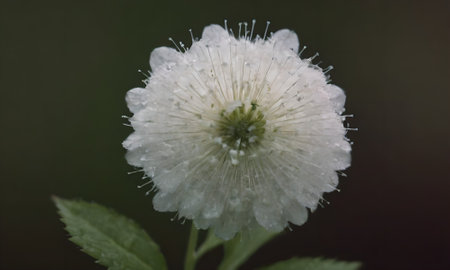 Water droplets on a white flower in the rain, macro photography