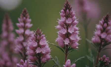 Beautiful pink flowers in the meadow. Selective focus.の写真素材