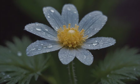 Anemone with drops of dew, close-up.の写真素材