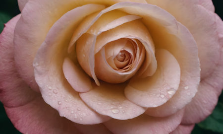 Beautiful pink rose with water drops on petals close-upの写真素材