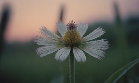 beautiful daisy flower in the field at sunset, macro shotの写真素材