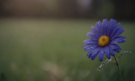 Beautiful blue daisy flower in the meadow. Floral background.の写真素材