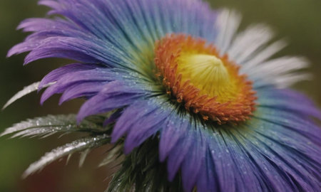 Aster flower close-up, macro photography, shallow depth of fieldの写真素材
