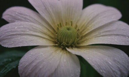 White flower with raindrops on the petals. Close-up.の写真素材