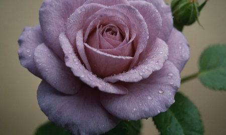 close up of pink rose with water droplets on petals.の写真素材