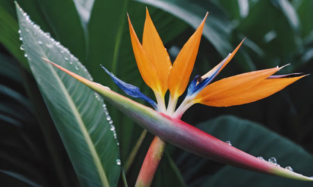 Strelitzia reginae, Bird of Paradise, Tropical flowerの写真素材