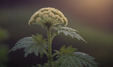A closeup shot of a flower in the morning light with a blurred backgroundの写真素材