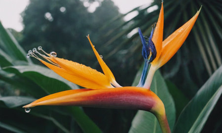 Bird of paradise flower, Strelitzia reginae.の写真素材