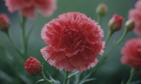Carnation flower in the garden. Red carnation flower.の写真素材