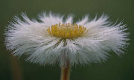 white dandelion flower on green background, macro, selective focusの写真素材