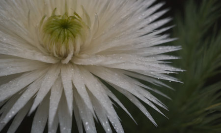 White flower with water droplets on petals. Close up.の写真素材