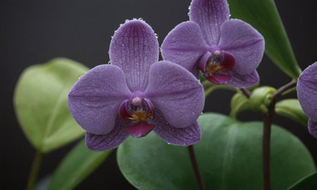 purple orchid on a black background close-up, macroの写真素材