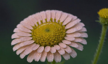 Chamomile flower with water droplets on petals.の写真素材