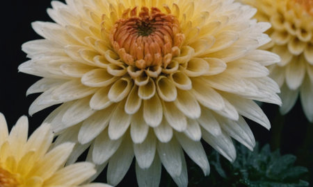 Beautiful chrysanthemum flowers in the garden close upの写真素材