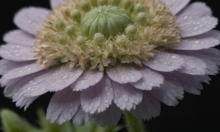 Close up of a pink gerbera flower with water drops.の写真素材