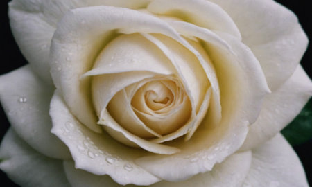 White rose with water drops on petals. Close-up.の写真素材