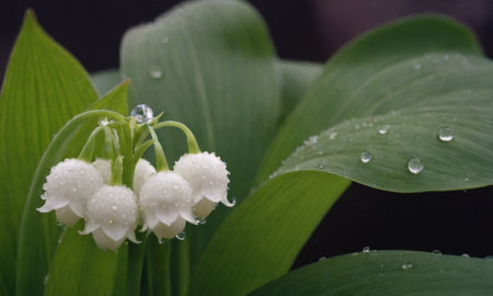 Lily of the valley with water drops, close-up.の写真素材
